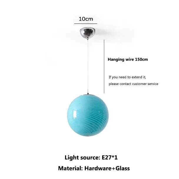 Подвесная люстра Winfordo Glass Murano Леденец Красочный Пузырь Креативная Средневековая Ресторан Спальня Детская Комната Свет Люстра-Голубой