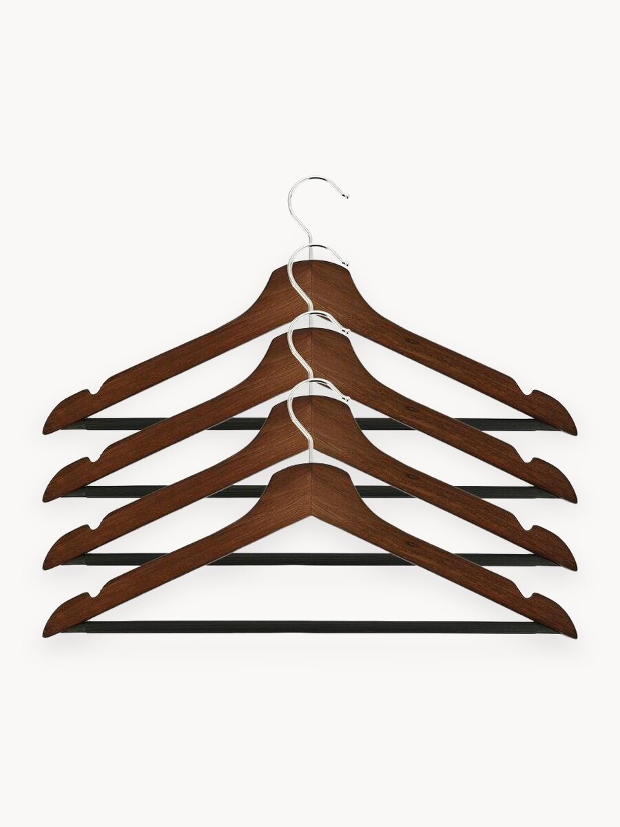 Набор вешалок универсальных WALNUT 44см 4шт, SIROCCO, деревянные