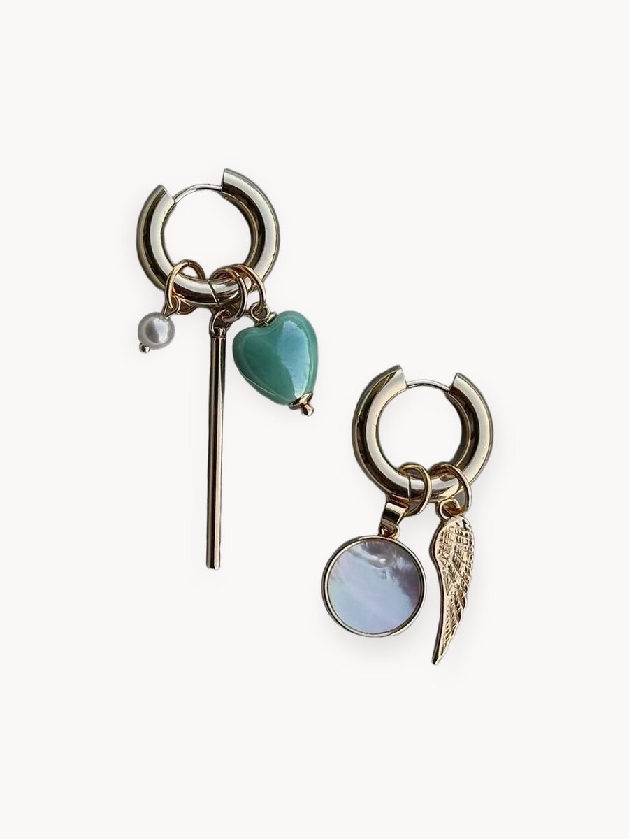 Серьги конго, перламутр, керамика, жемчуг имитация