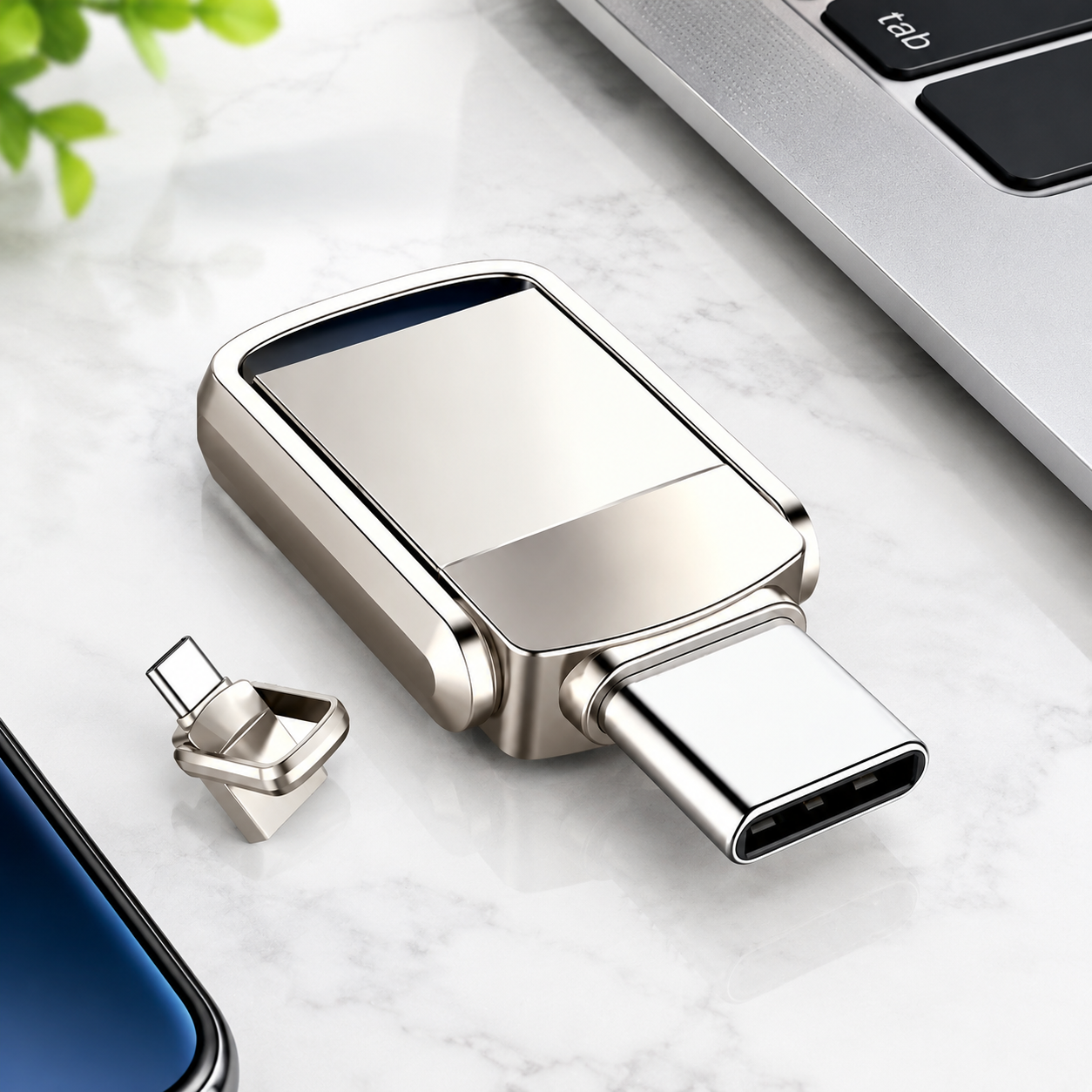 USB-накопитель Type-C 2ТБ, OTG (Цвет товара: серебристый)
