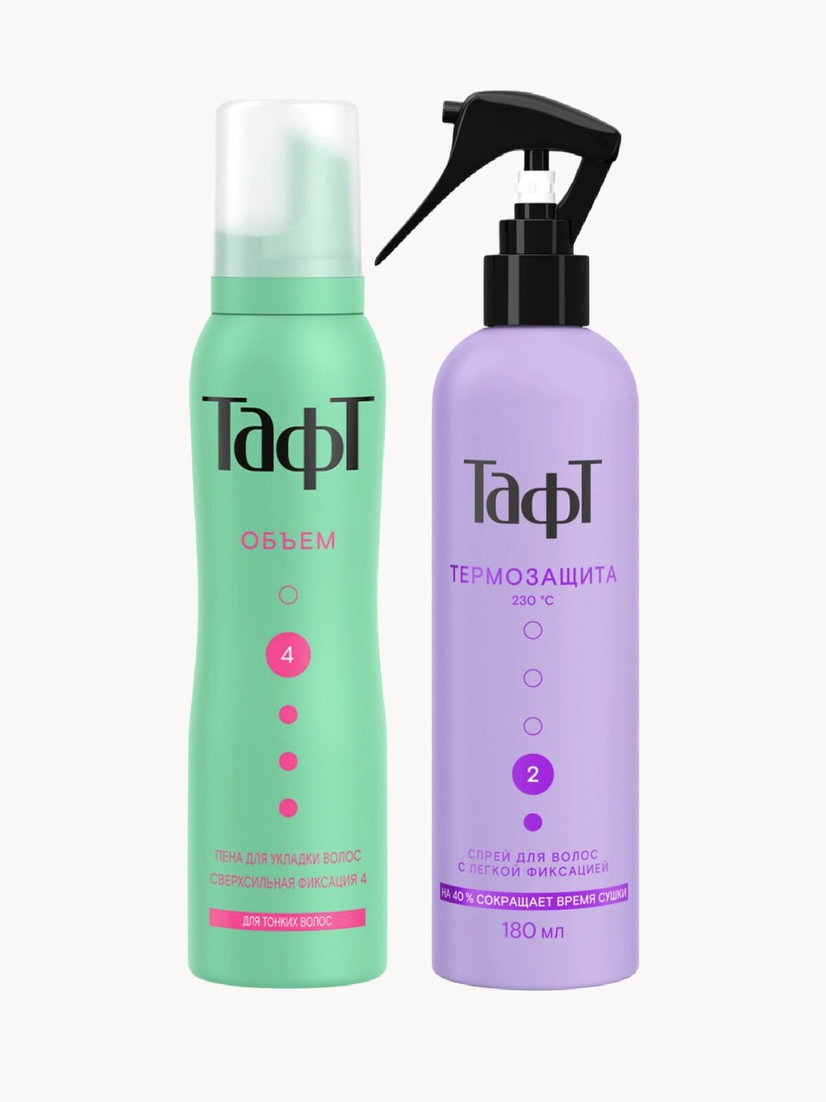 Тафт Термозащитный спрей+Пена для укладки Объём 180+150 мл