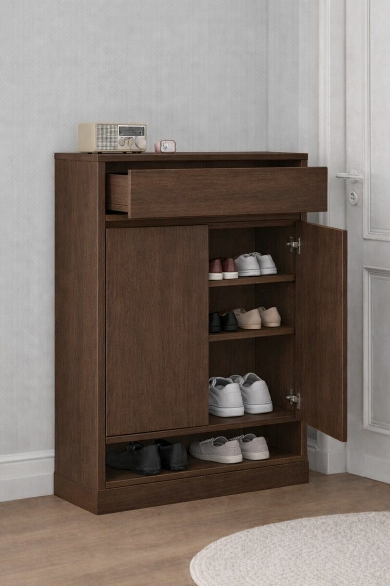 Обувница (шкаф для обуви) OPTA-R-50, в собранном виде, для прихожей, белая