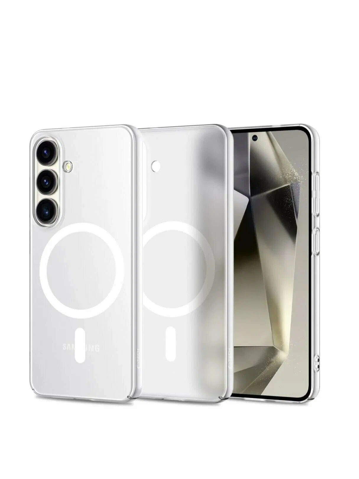 Чехол на Samsung S24 FE MagSafe, прозрачный, бесцветный, пластик 100% не желтеет