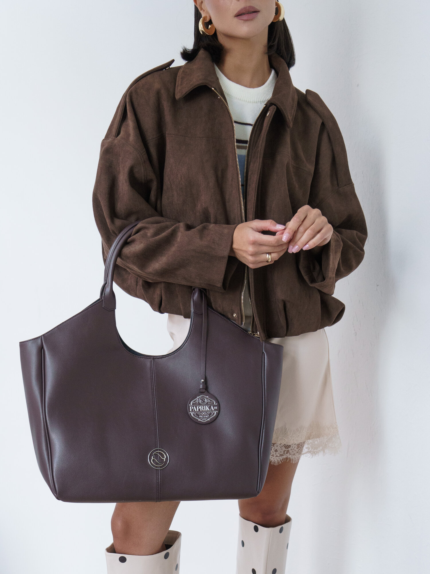 Сумка шоппер Paprika Bag Italy, фактура гладкая, коричневый — фото 1
