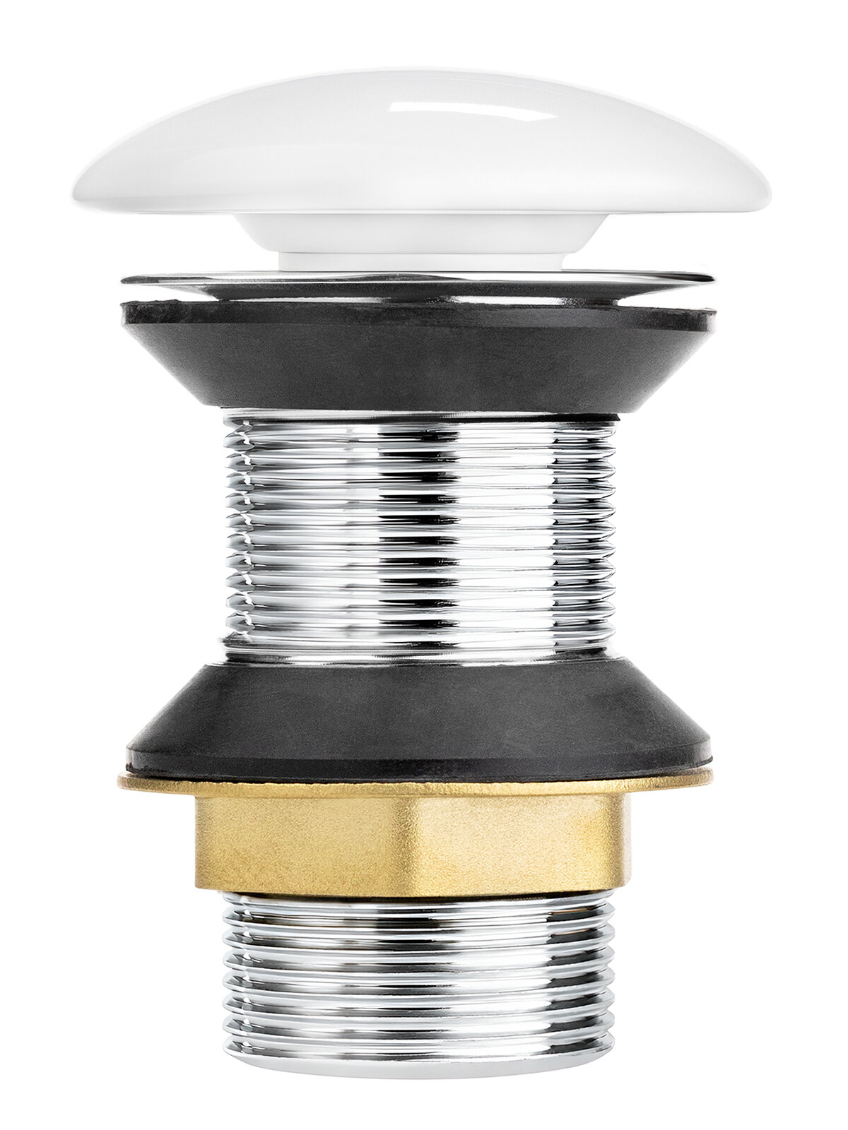 Донный клапан (выпуск) для раковины 1.1/4", клик-клак без перелива (белая керамическая крышка)