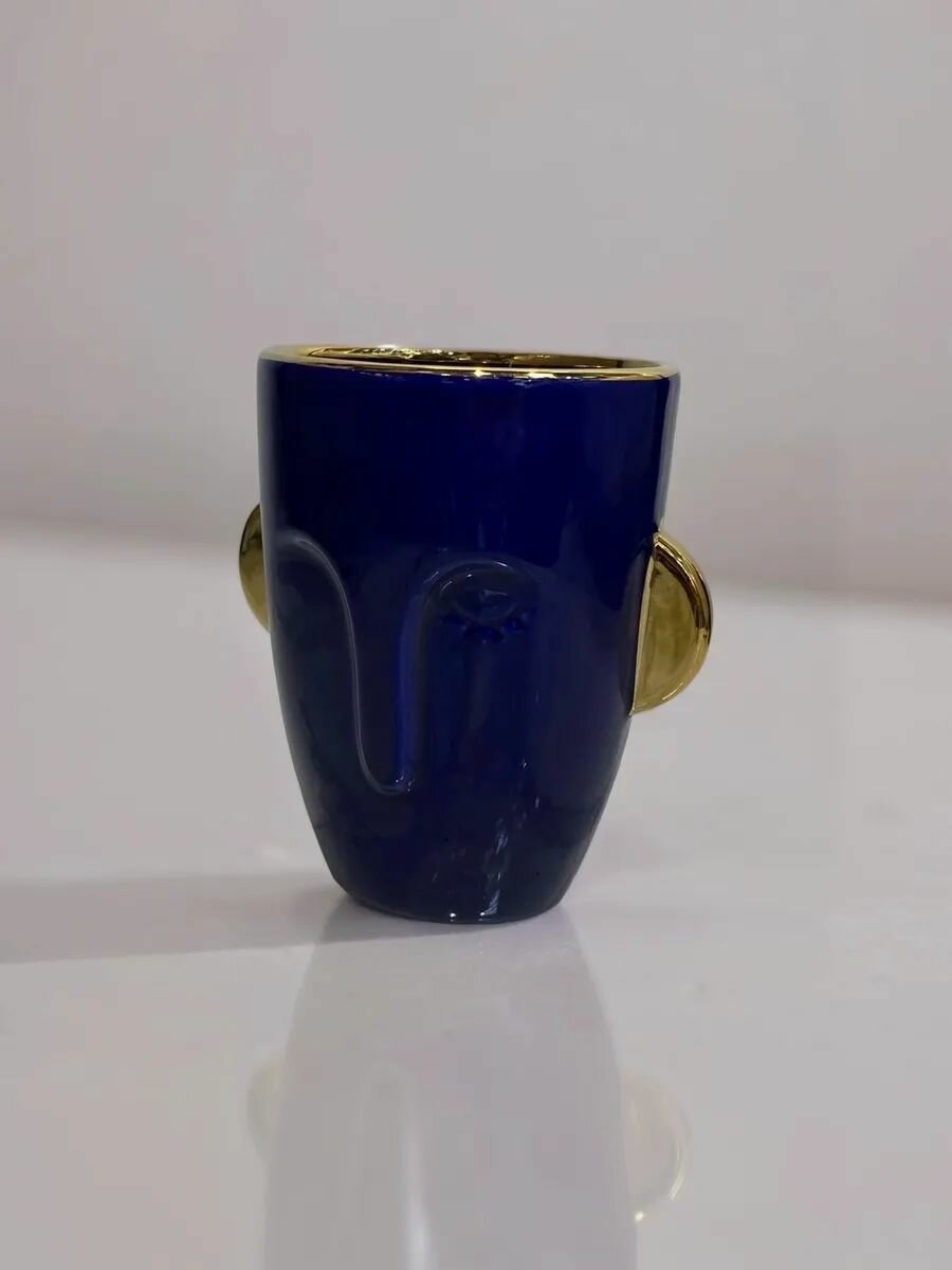 Ваза керамическая настольная, размер 13*10*17см, керамика, цвет синий — фото 1