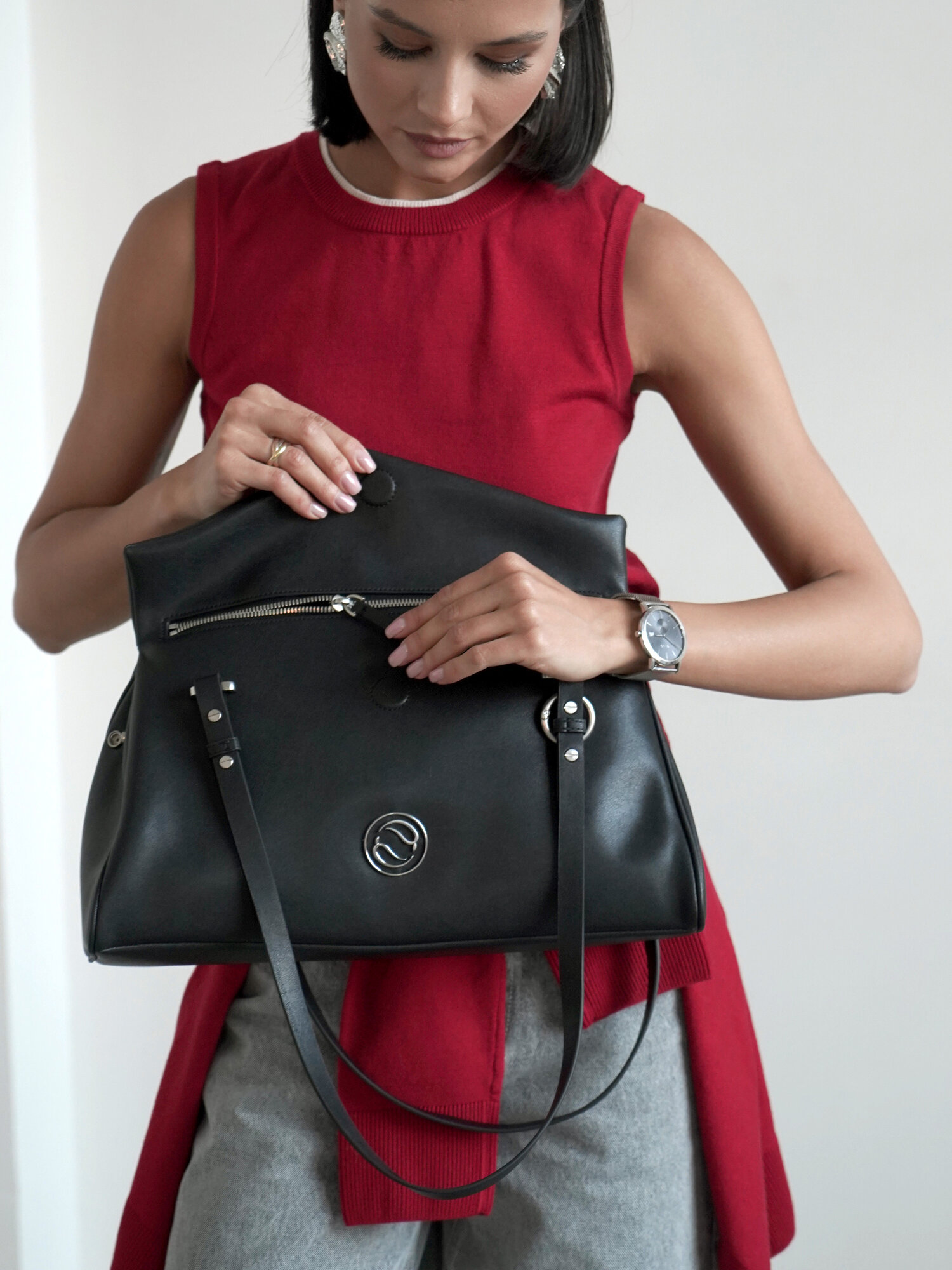 Сумка тоут Paprika Bag Italy, фактура зернистая, черный — фото 1