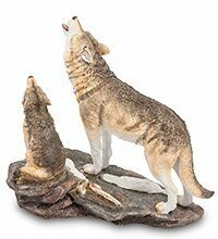 Статуэтка Волк с детенышем, 25*26*16см, полистоун, цвет бежевый — фото 1