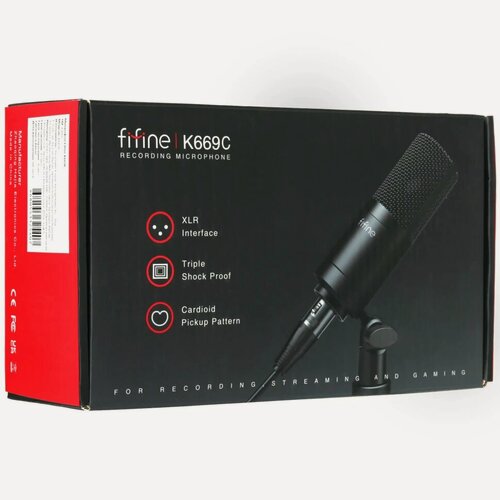 Изображение товара Микрофон Fifine K669C, проводной, настольный, XLR, металл, черный