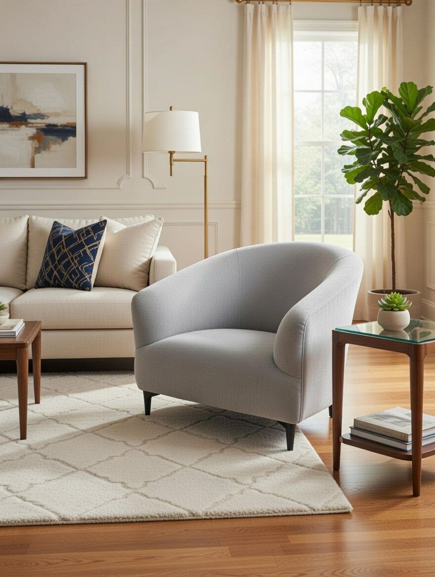 Дизайнерское Кресло "Ракушка", от My Sofa в велюровой обивке c подлокотниками