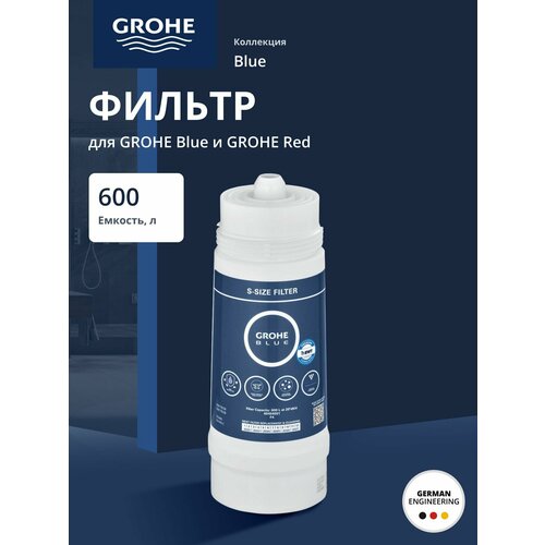 фото Фильтр грубой очистки воды grohe blue 600 литров (40404001), картридж сменный для фильтра