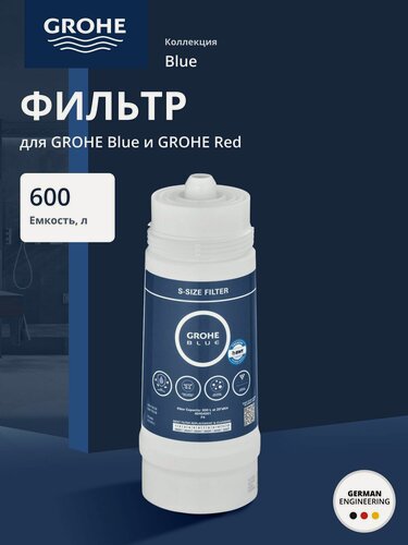 Изображение товара Фильтр грубой очистки воды GROHE Blue 600 литров (40404001), картридж сменный для фильтра