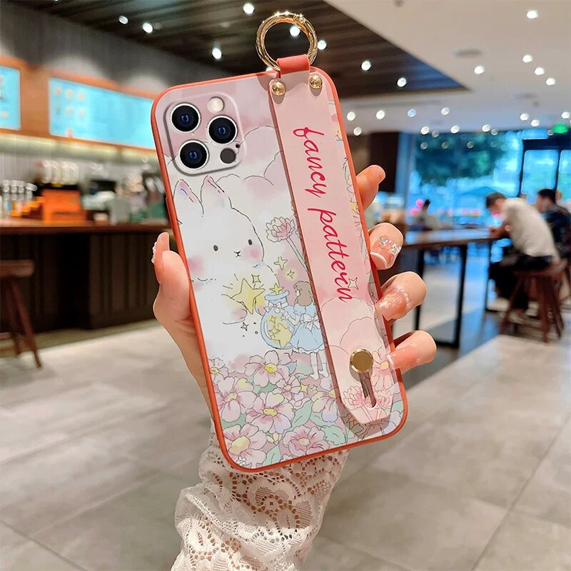Силиконовый чехол для iPhone 16 цвета малиновый с рисунком звездного кролика, без аксессуаров
