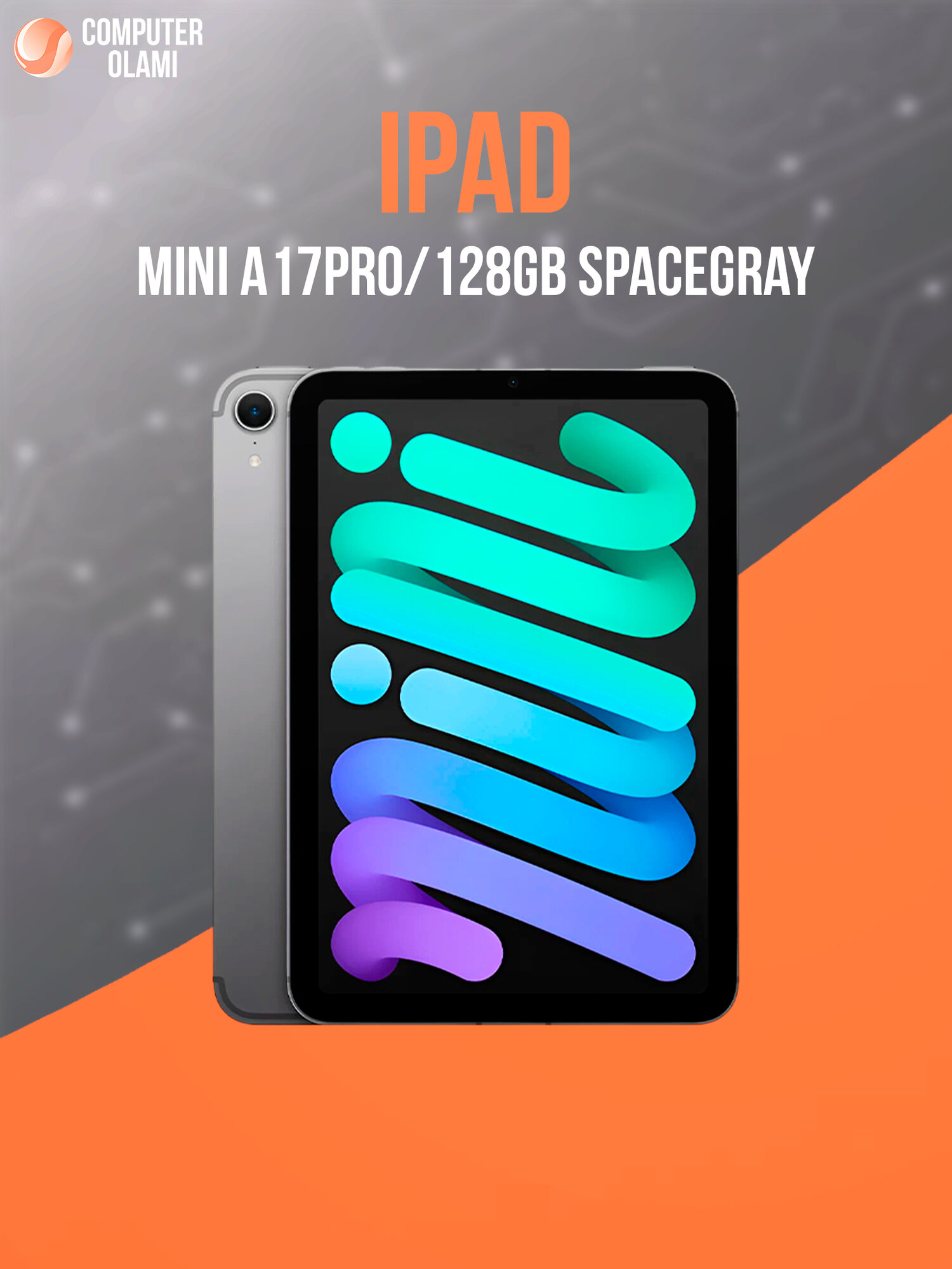 Планшет Apple iPad mini (A17 Pro, 128GB, Wi-Fi, Space Gray) компактный и мощный
