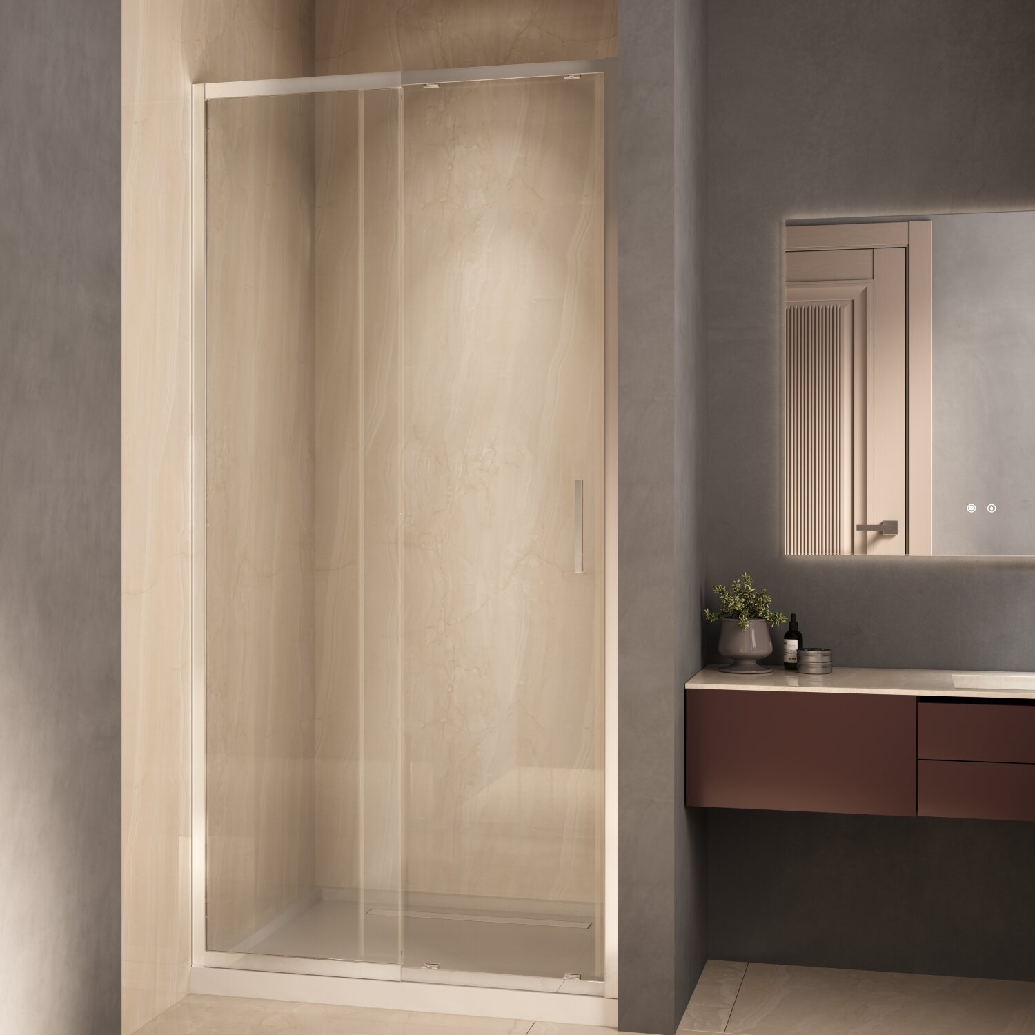Душевая дверь в нишу Vincea Rapid-N 100-110x200 VDS-3RN10/11CL стекло прозрачное, профиль хром