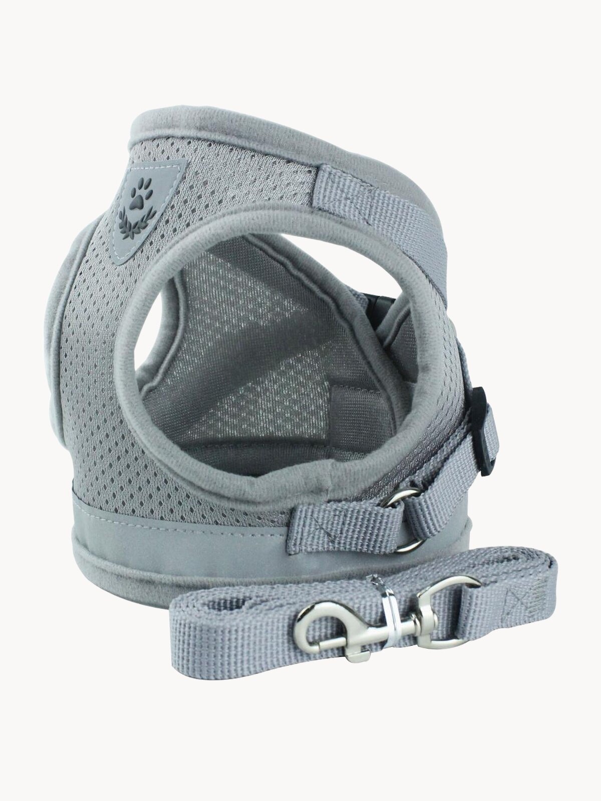 Шлейка для собак мелких пород и кошек с поводком Mirestra, серая, размер L