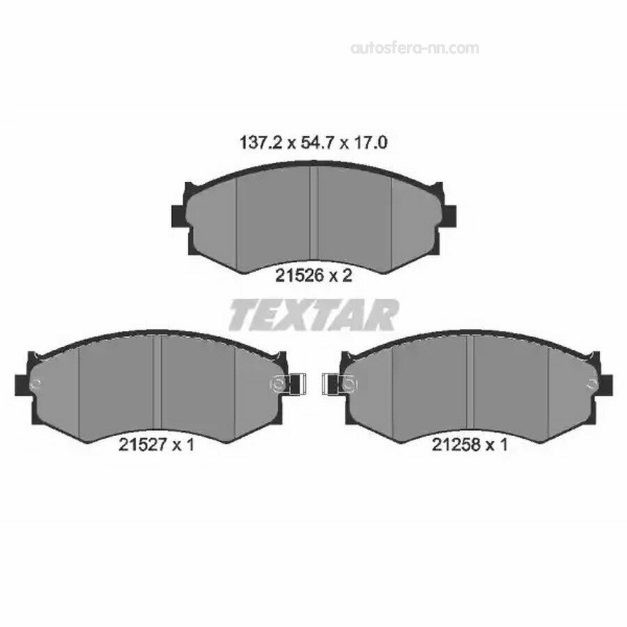 TEXTAR 2152601 2152601 колодки дисковые передние!\ Nissan Primera 1.6/2.0i/2.0D 90-98, Hyundai Sonata 1.8-2.4 88-93