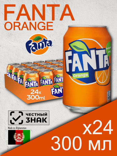 Изображение товара Fanta Orange, 0.3 л, 24 шт, банка (газированный напиток Фанта Апельсин, жб, классический)