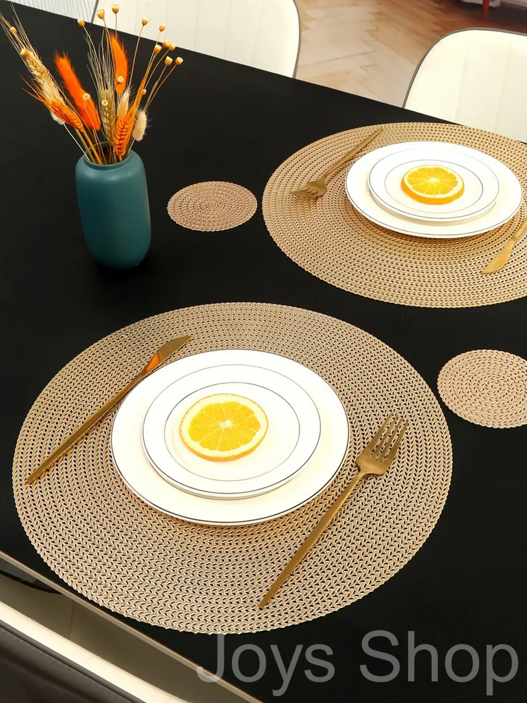 Сервировочные салфетки на стол, круглые, термостойкость, диаметр 38см — фото 1