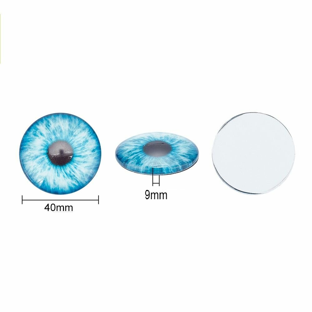 Глаза стеклянные кабошоны для игрушек 40мм 2шт — фото 1