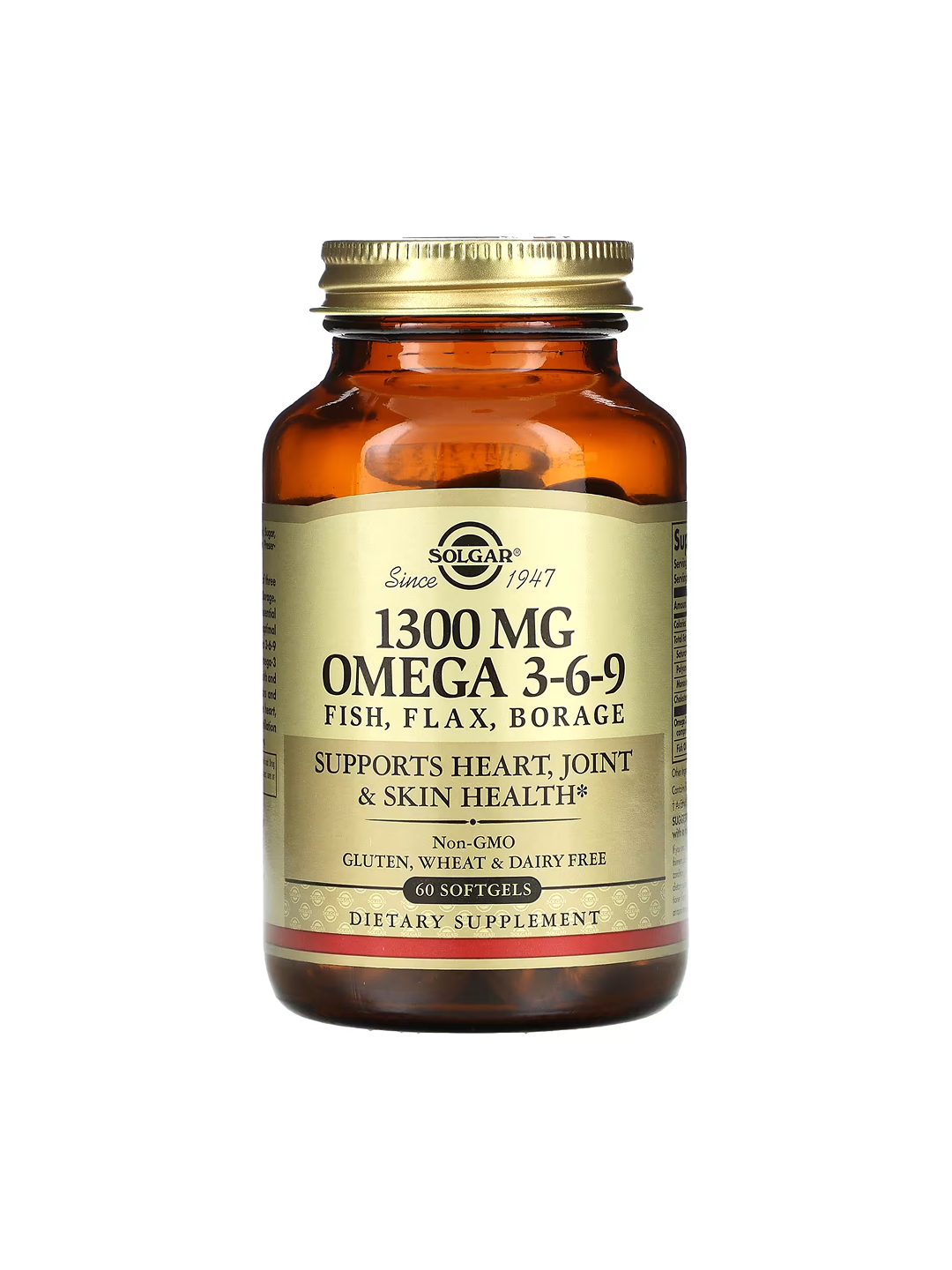 Омега 3-6-9 1300мг Solgar – здоровье сердца и мозга, 60 капсул — фото 1