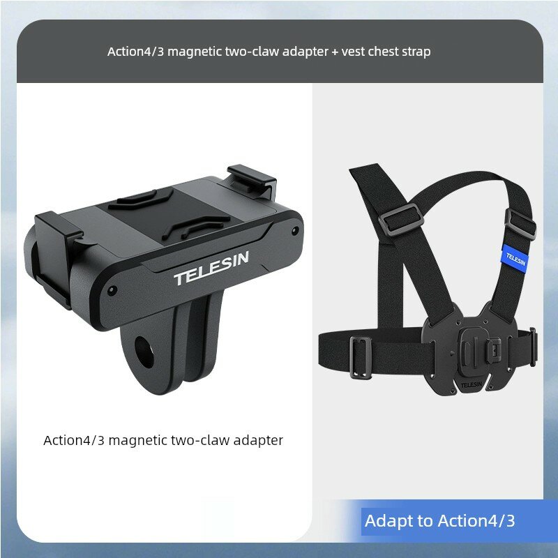 Магнитный кронштейн для DJI Action 3/4/5 с грудным ремнем для надежного крепления во время активностей