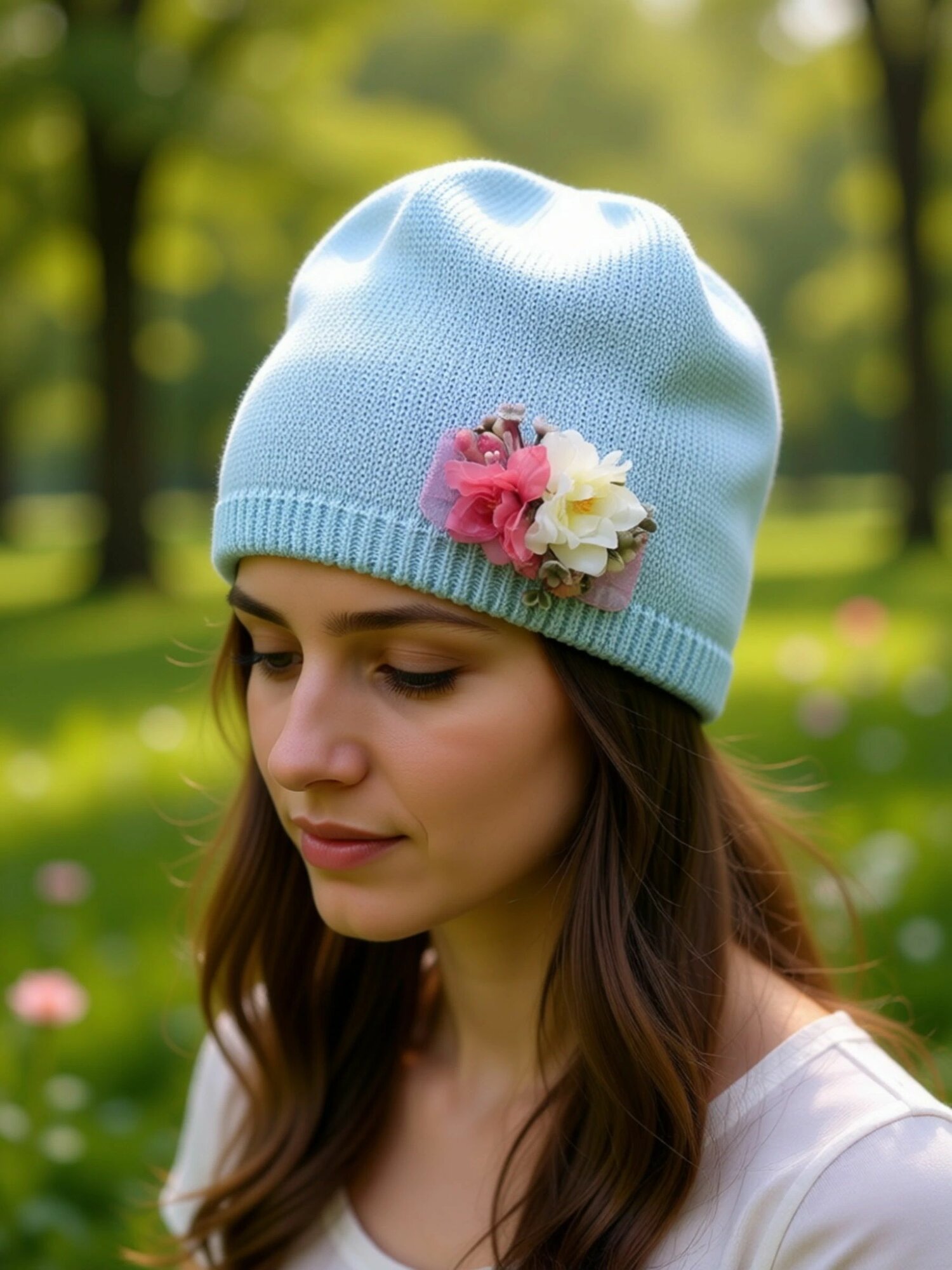 Шапка-бини Андерсен Весна-лето 2024 для девочек, размер 54-56, мятный — фото 1