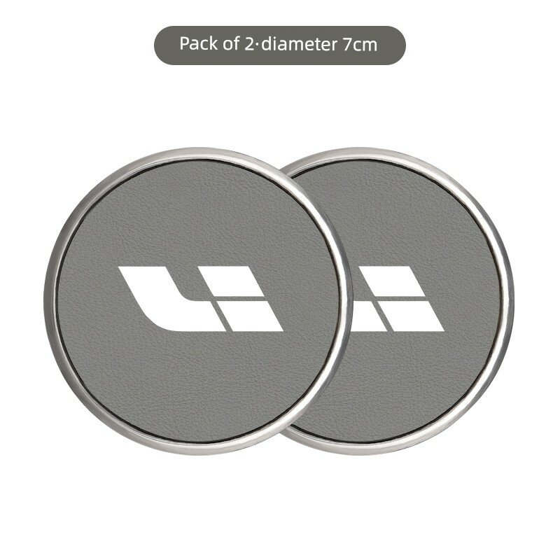Li Auto Алюминиево-кожаная подставка для стакана Непротивоскользящая Серая 2 шт. для автомобильного отсека