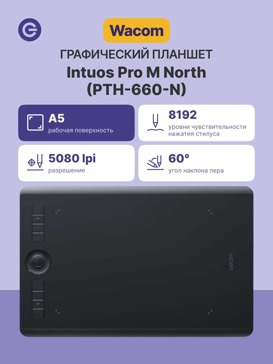 Графический планшет WACOM Intuos Pro M North (PTH-660-N) Без ПО