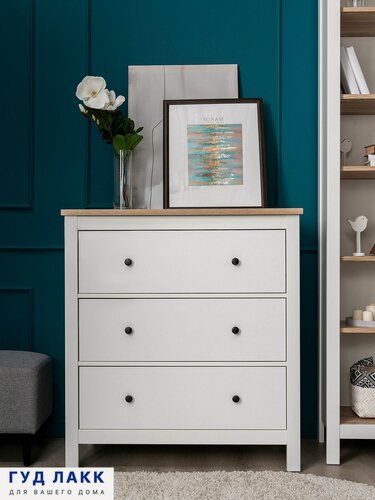 Изображение товара Комод Сага, 92х51х100 см, белый/ясень, ГУД лакк