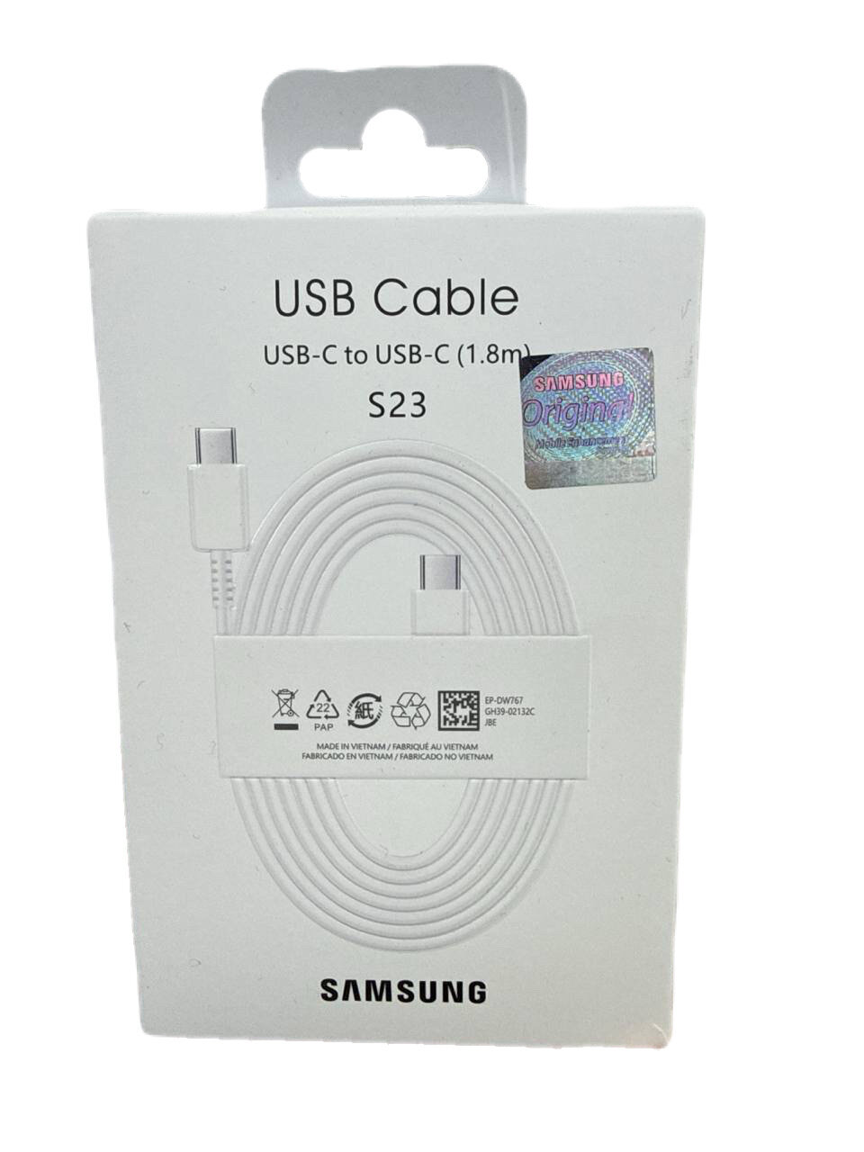 Кабель Samsung USB-C — USB-C S23, 1,8 метр, белый (быстрая зарядка, PD)