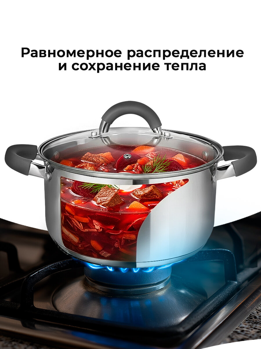 Кастрюля нержавеющая Sofia, 1,7л TM Appetite — фото 1