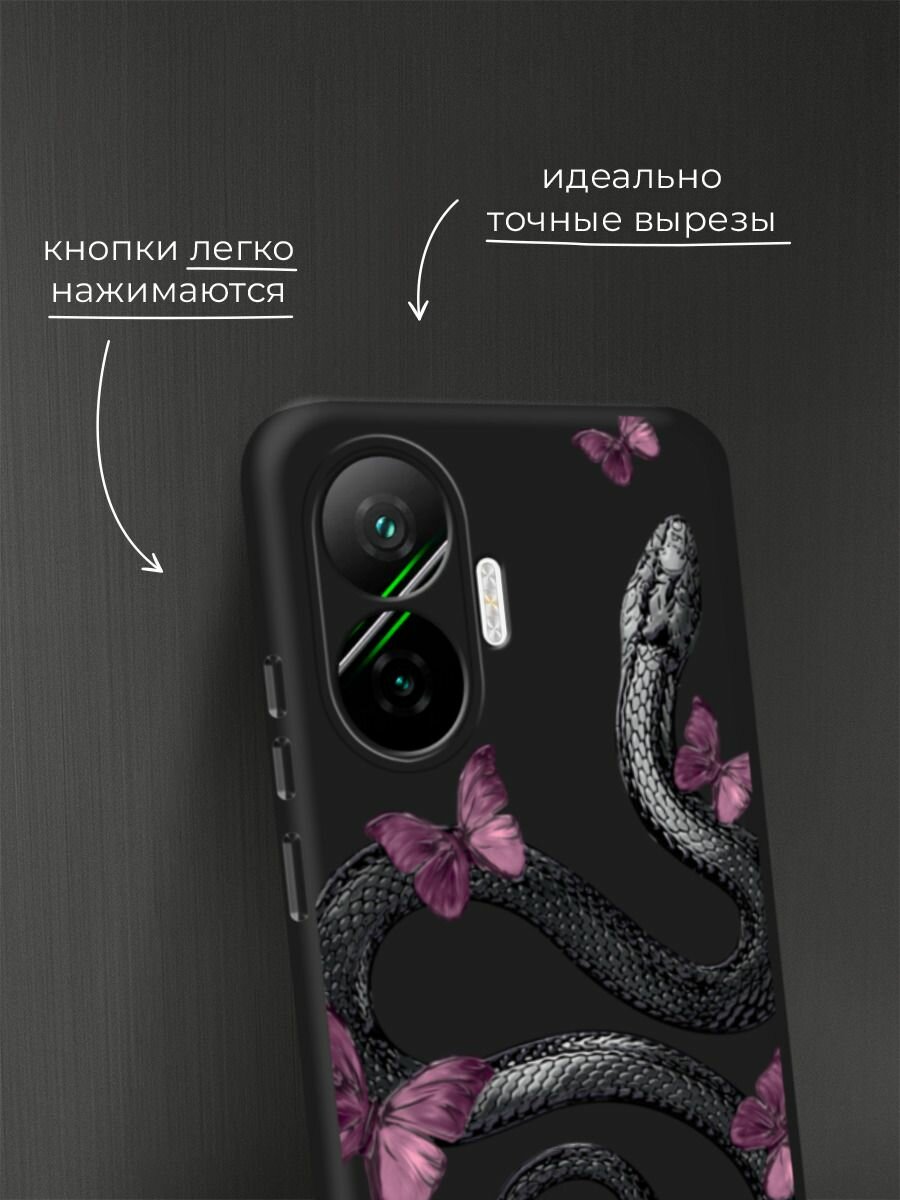 Чехол на Poco F7 / Поко F7 с принтом Snake and butterflies 2 — фото 1