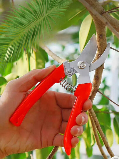 Секатор для цветов, красный, с силовым механизмом, лезвие из нержавеющей стали