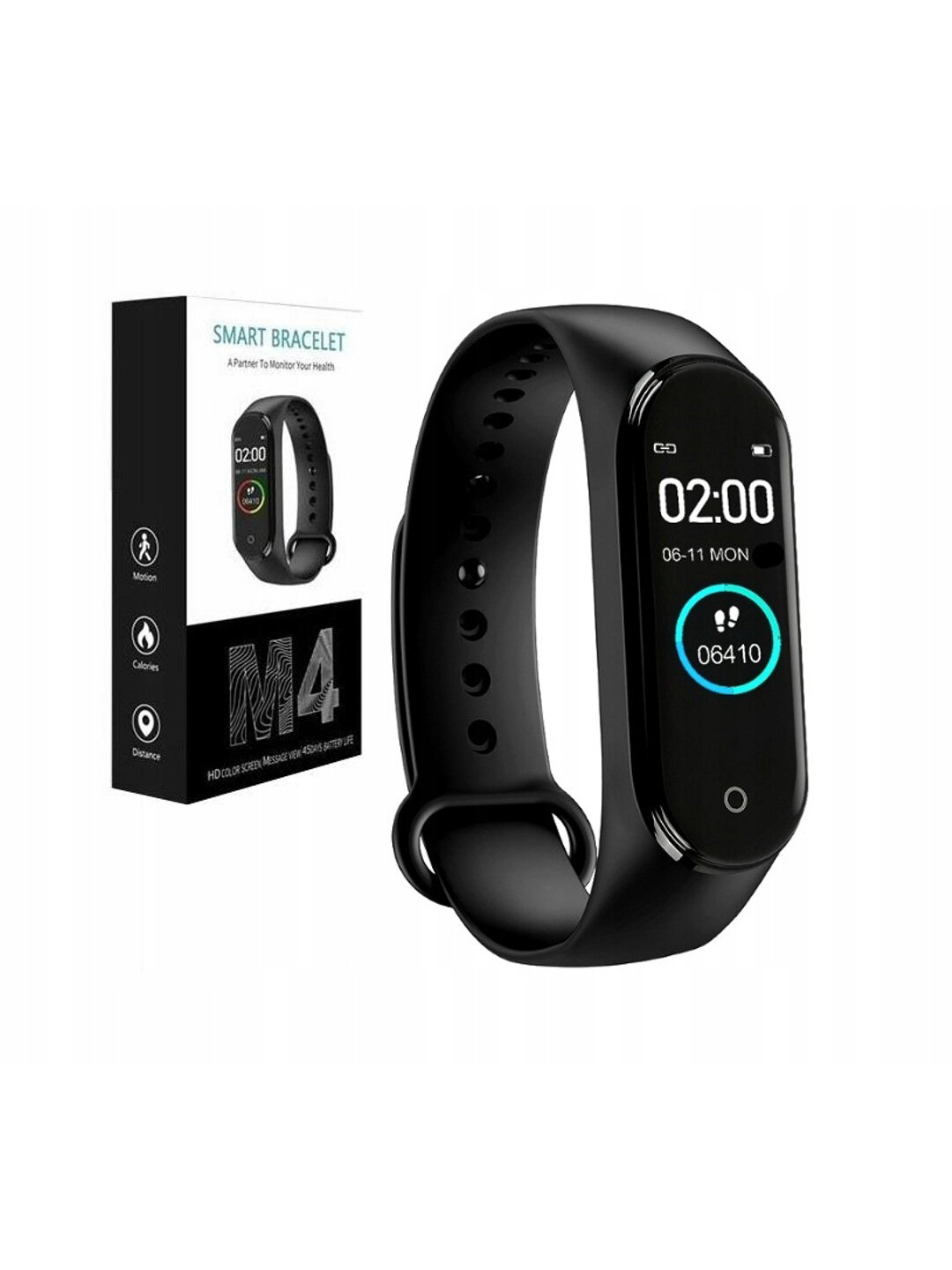 Смарт-часы M4, смарт-браслет, выгодное предложение, цвет черный.