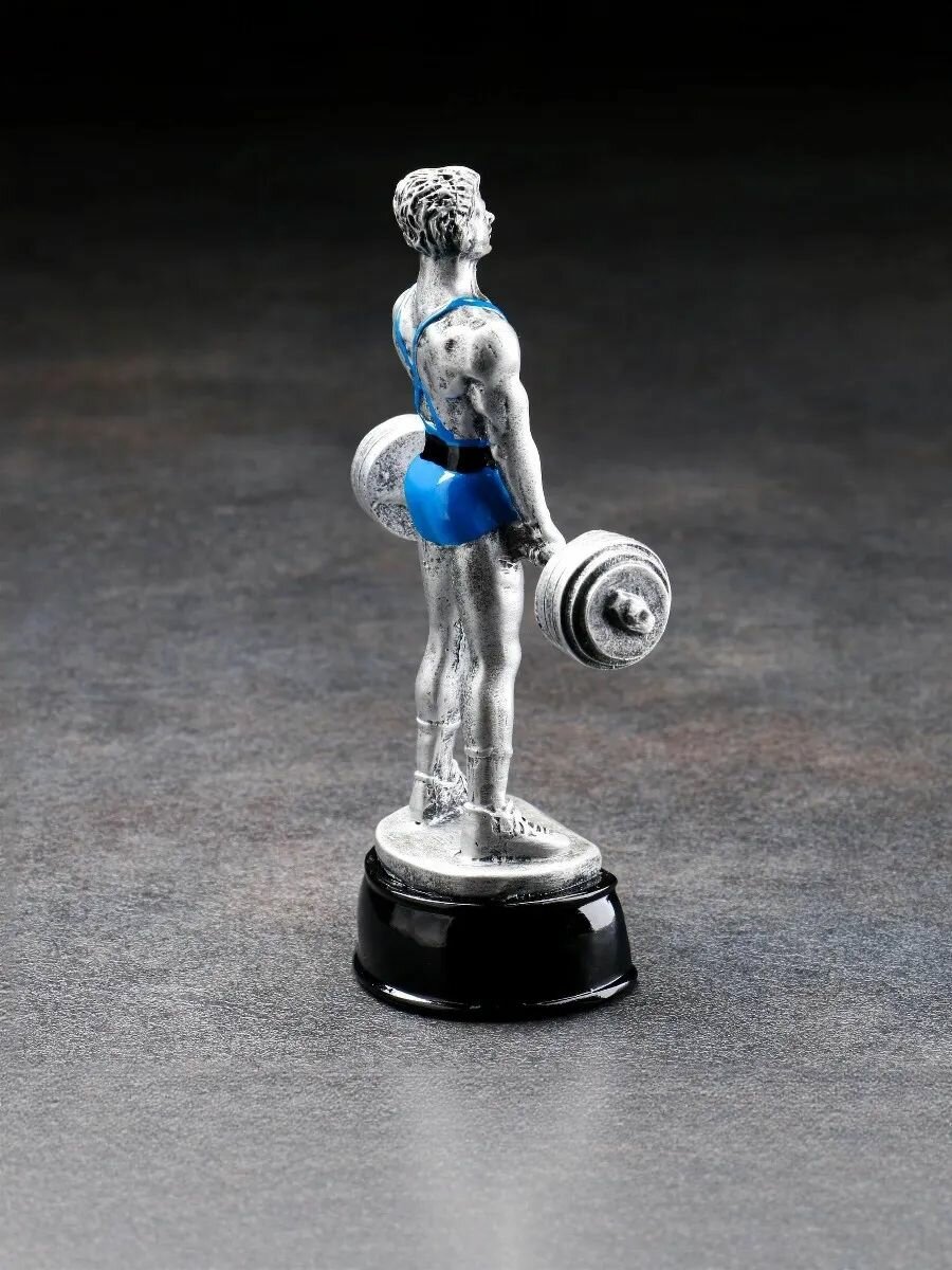 Статуэтка "Штангист", 18*5*13см, полистоун, цвет серебристый — фото 1