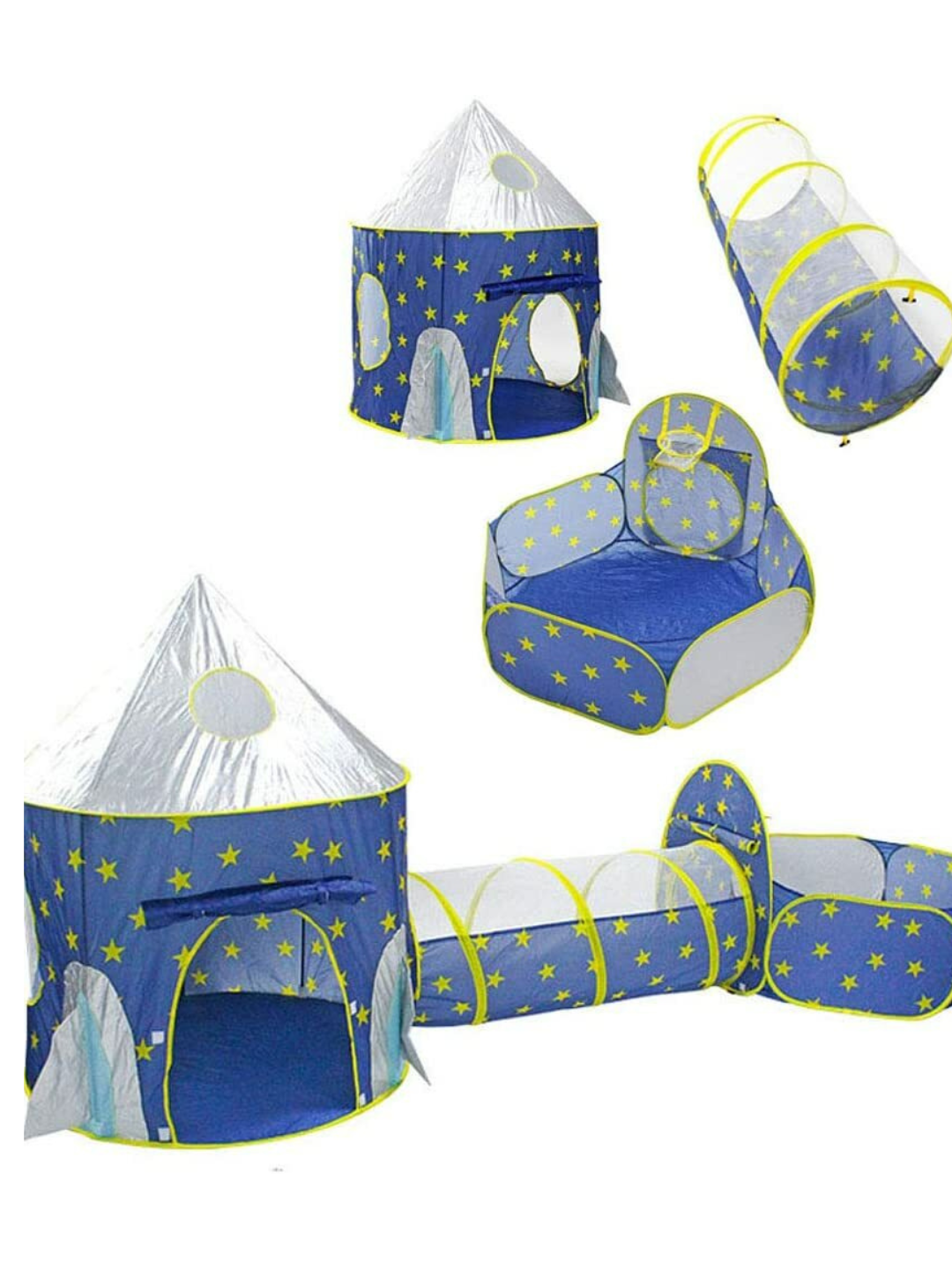 Детская игровая палатка 3 в 1 с тоннелем и баскетбольным кольцом