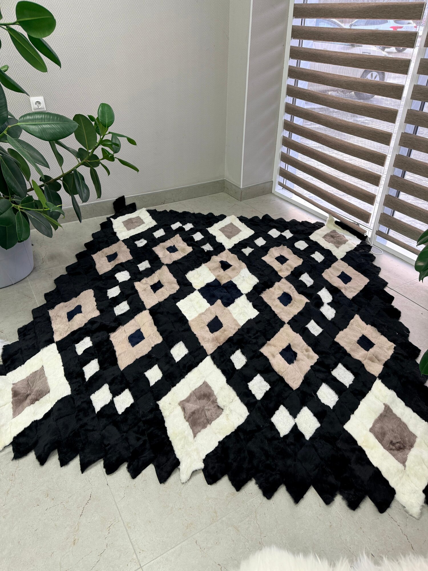 Покрывало меховое ковер из шкуры овчины — фото 1