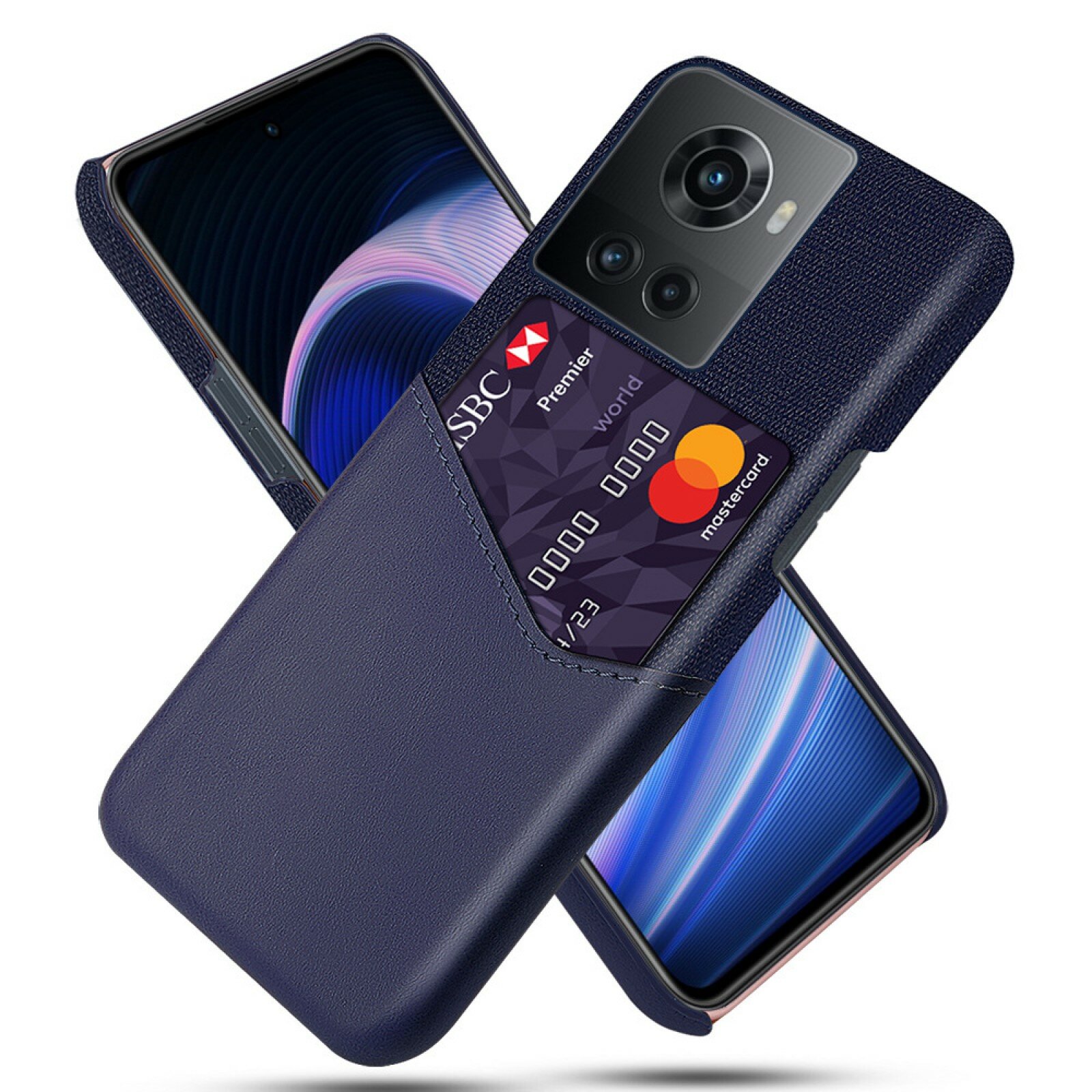 Чехол MyPads Buffalo scomparto для OnePlus Ace из эко-кожи с отделениями для банковских карт, синий