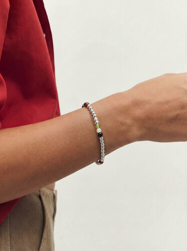 Изображение товара Браслет, серебро, 925 проба, яшма, перламутр, оникс, хризолит, сердолик