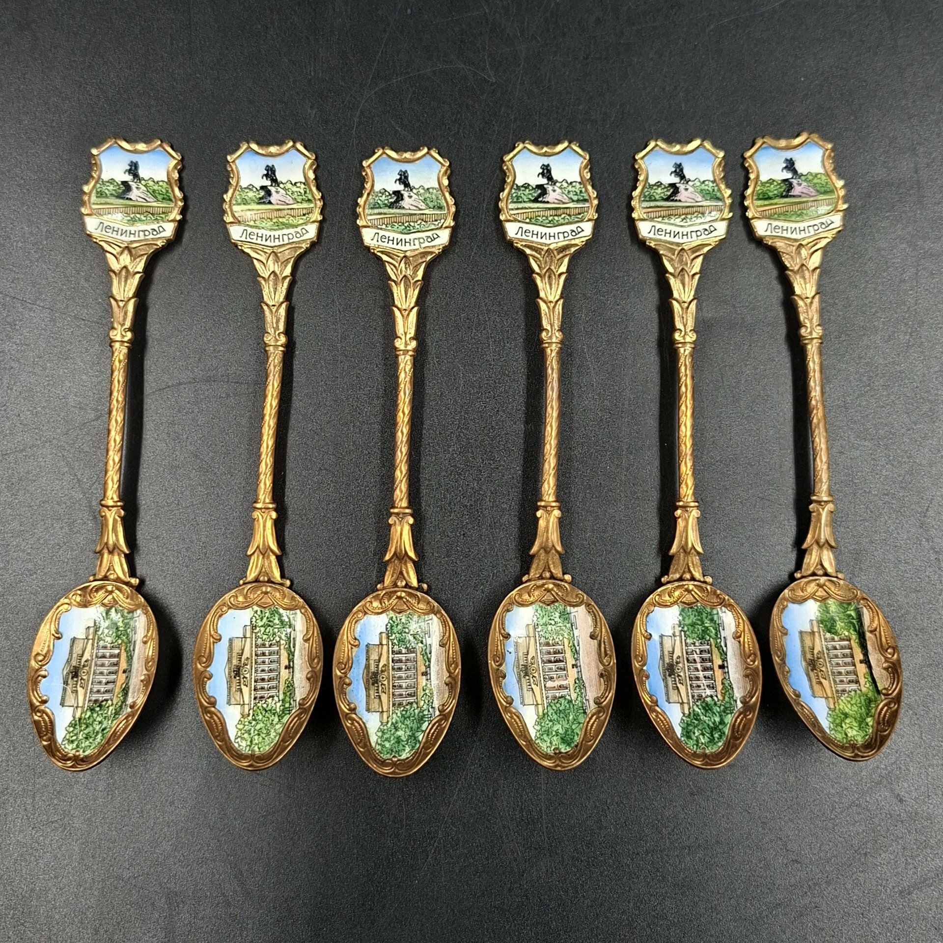 Набор из шести сувенирных ложек "Ленинград", металл, эмаль, СССР, 1970-1990 гг.