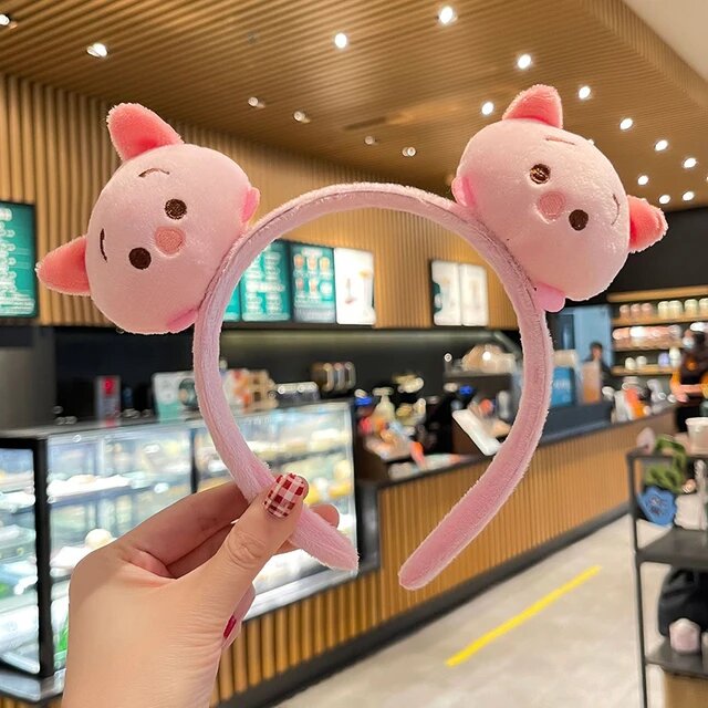 Милая повязка на голову с ушками Микки Мауса от Disney, подходит для девочек, повязка на голову Минни Маус, повязка на голову Винни-Пуха для женщин, плюшевый аксессуар для волос для детей, подарок.
