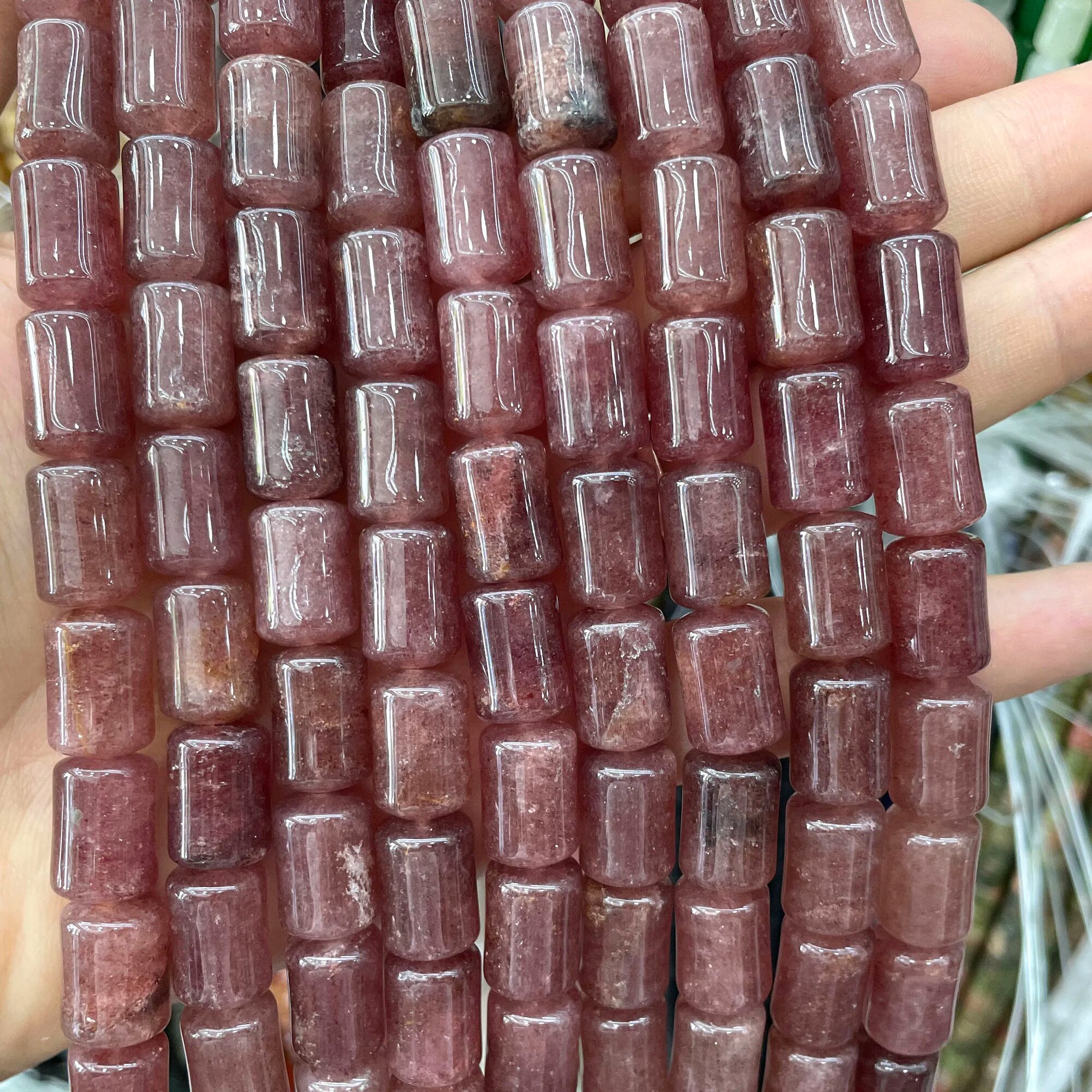 Бусины разделители Strawberry Quartz бордовые