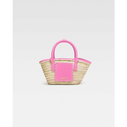фото Сумка тоут jacquemus le petit soli, фактура плетеная, бежевый/розовый