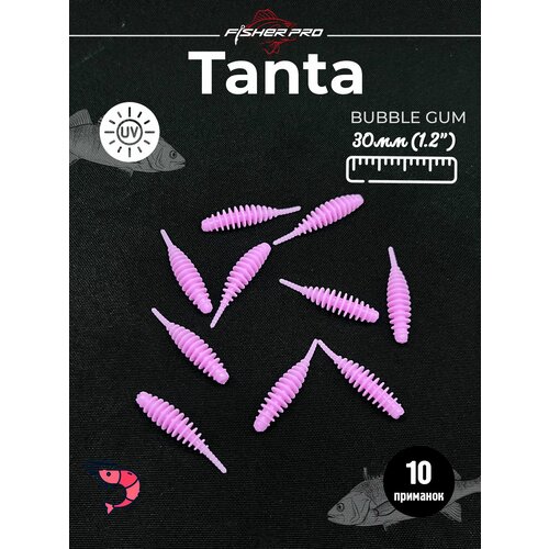 FisherPro Tanta 1.2' (30 мм), цвет: Bubble Gum, 10 шт - мягкие приманки tanta танта для микроджига силиконовые приманки