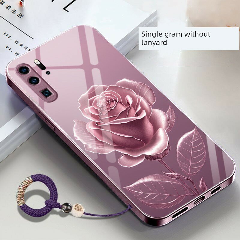 Смартфон чехол из стекла для Huawei P30 Pro в сливовом цвете с фиолетовым розовым узором, одиночный чехол