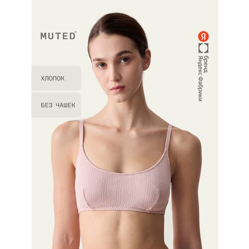 фото Бюстгальтер muted weave с ажурным узором, хлопок, размер s, розовый