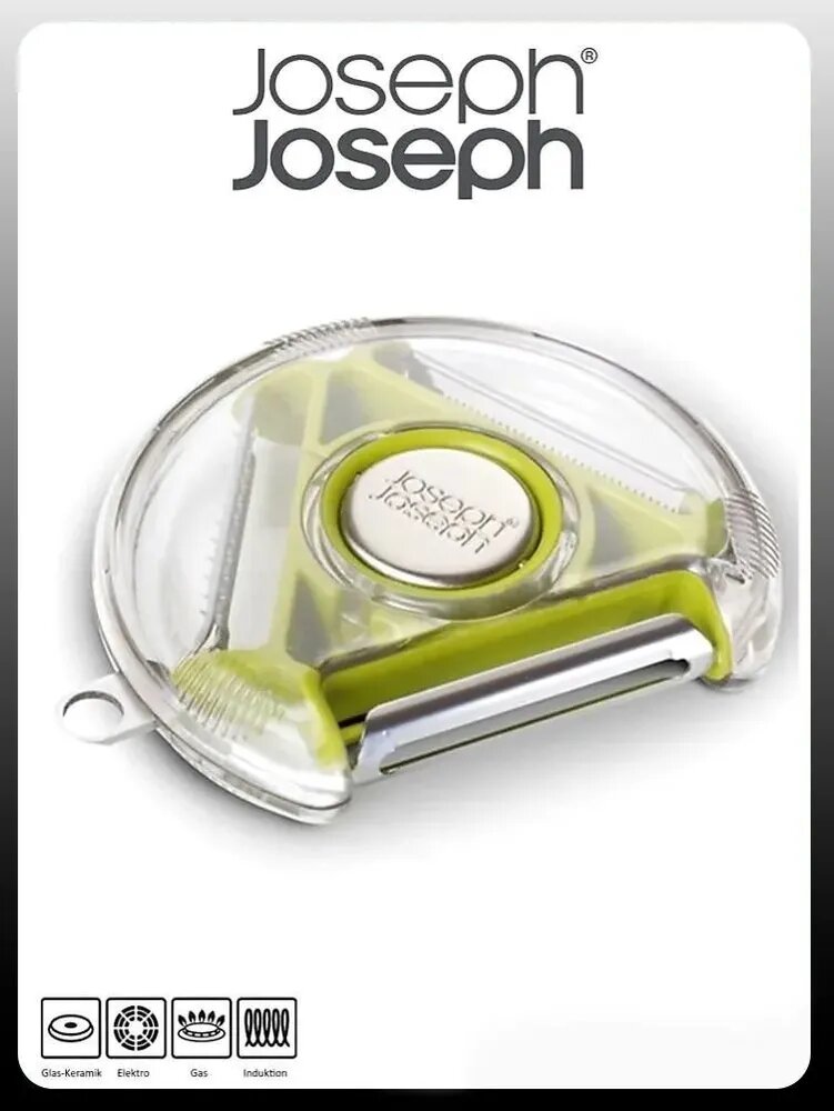 Нож для чистки фруктов и овощей Joseph Joseph 3-в-1, зеленый, 1 шт.