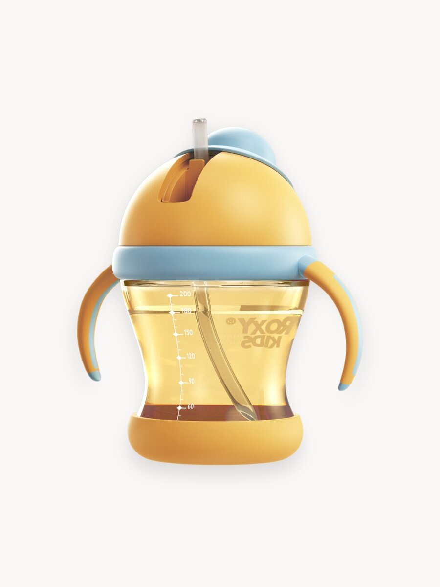 Поильник-непроливайка ROXY-KIDS с трубочкой 200 мл, цвет медовый