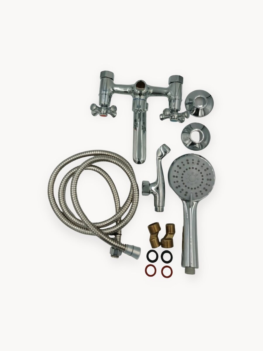 Смеситель для ванны RICARDO R3042-1, латунь, с душем, хромированный, 3 режима, высота 18 см